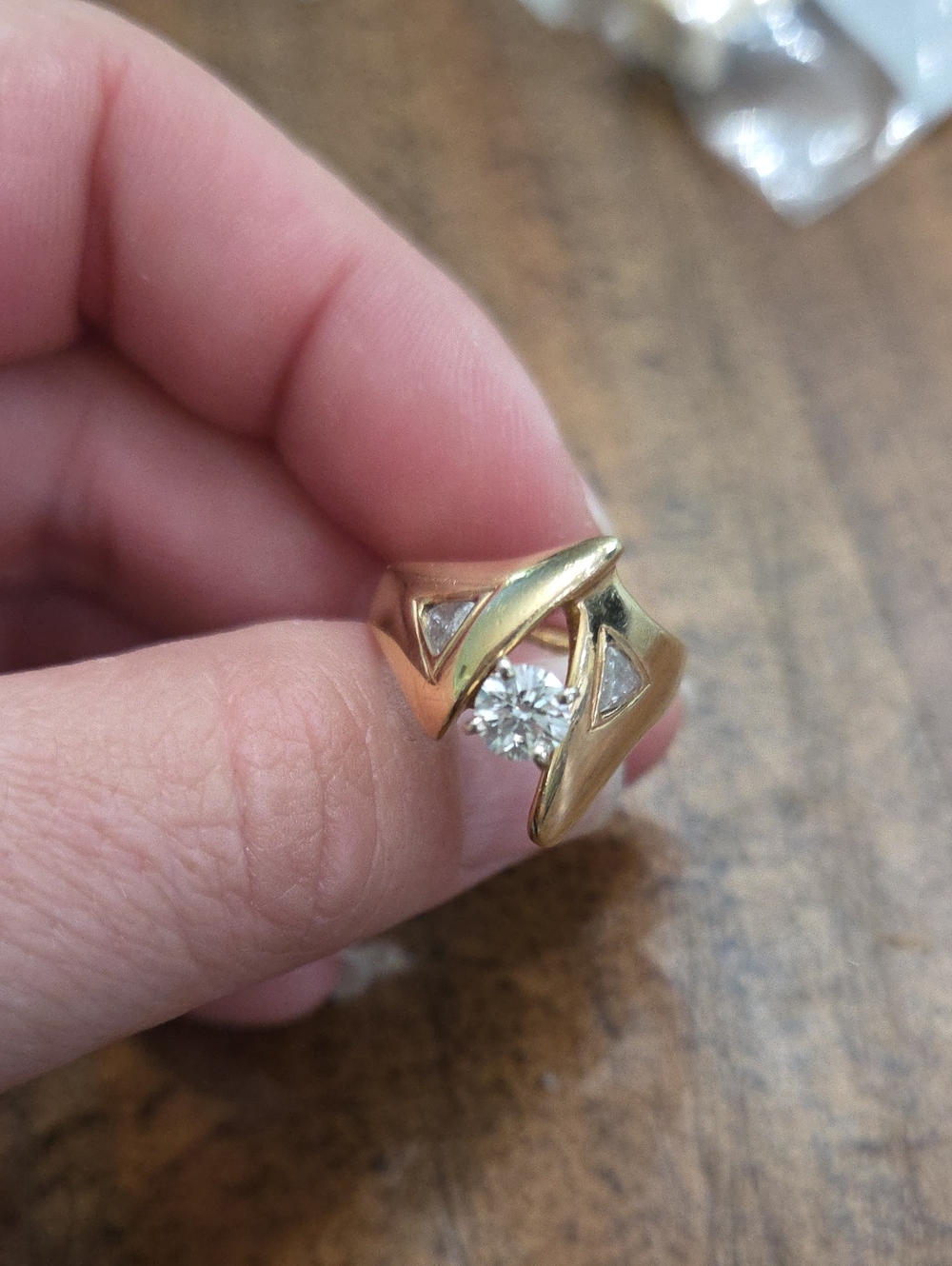 Abstract 14k Diamond Ring